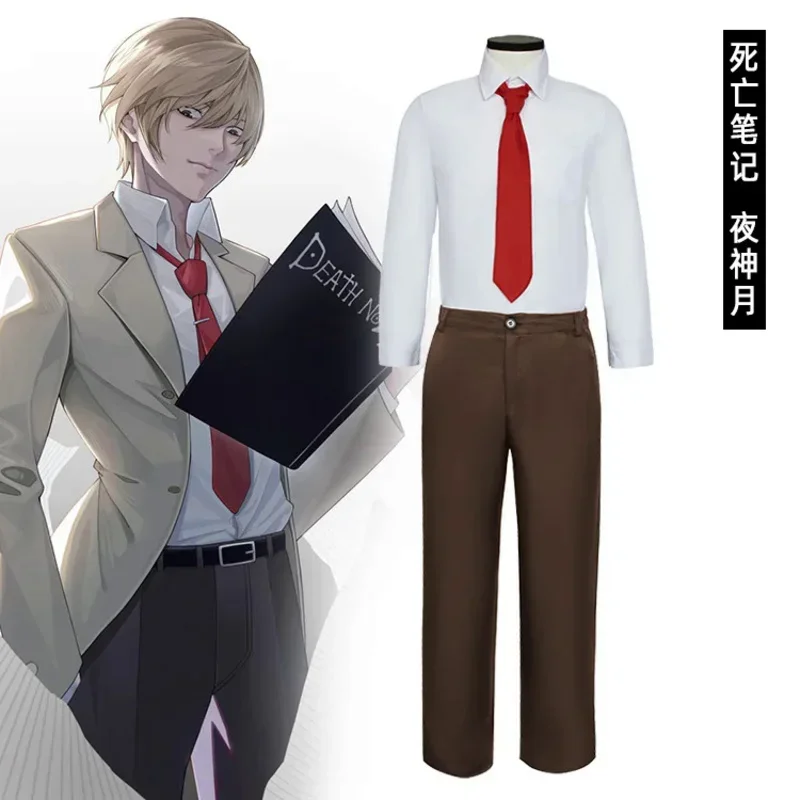 A Anime Men DEATH NOTE Cosplay Costume Women Yagami Light School Uniform Role Play Costumes Coat Pants Suit