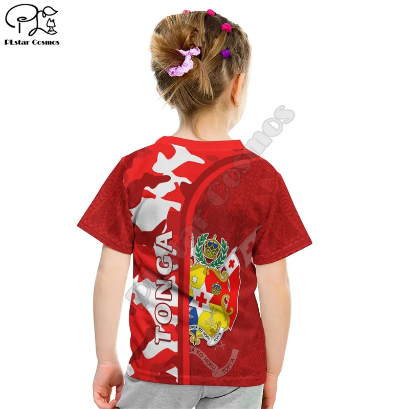 Tonga Unique T Shirt Kid Camouflage With Tongan Pattern 3D Print T Shirts Summer Kids T-shirt Boy Girl Oversized Tops