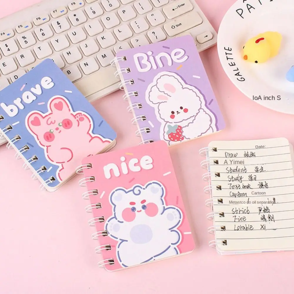 80Sheet/Pcs Kawaii Cartoon Cartoon Coil Book Portable Mini Student Pocket Notebook Paper Art Mini Sketchbook School Supplies