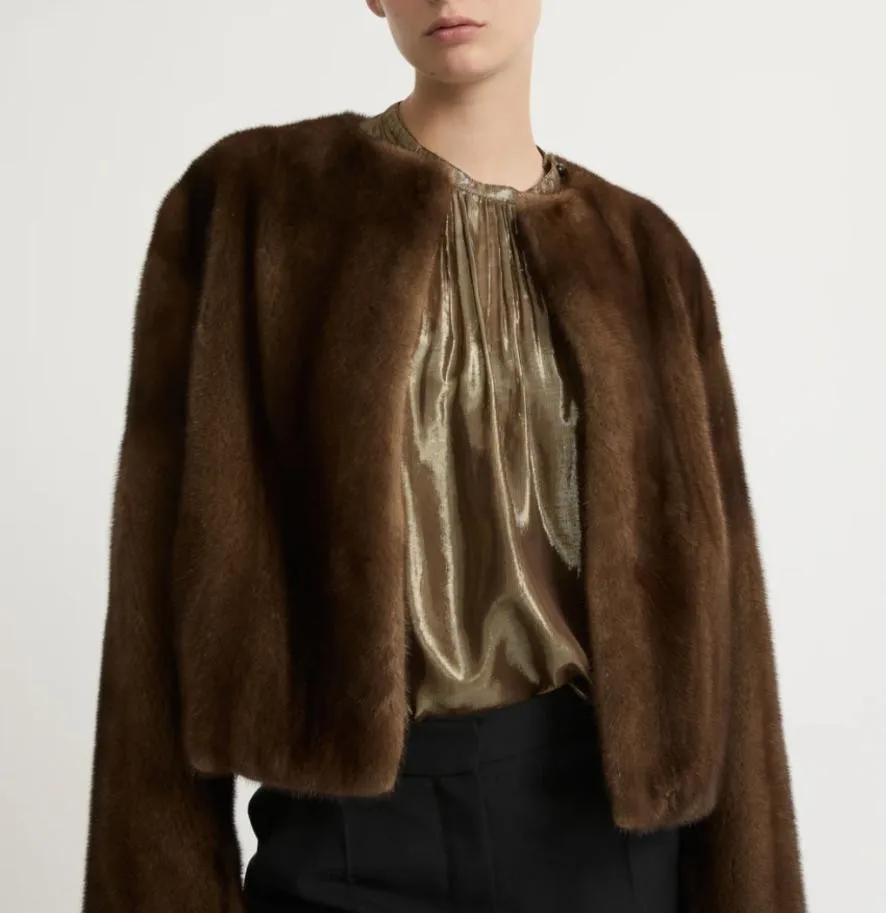 

Women's new mink fur jacket, warm in winter, real mink fur leather jacket