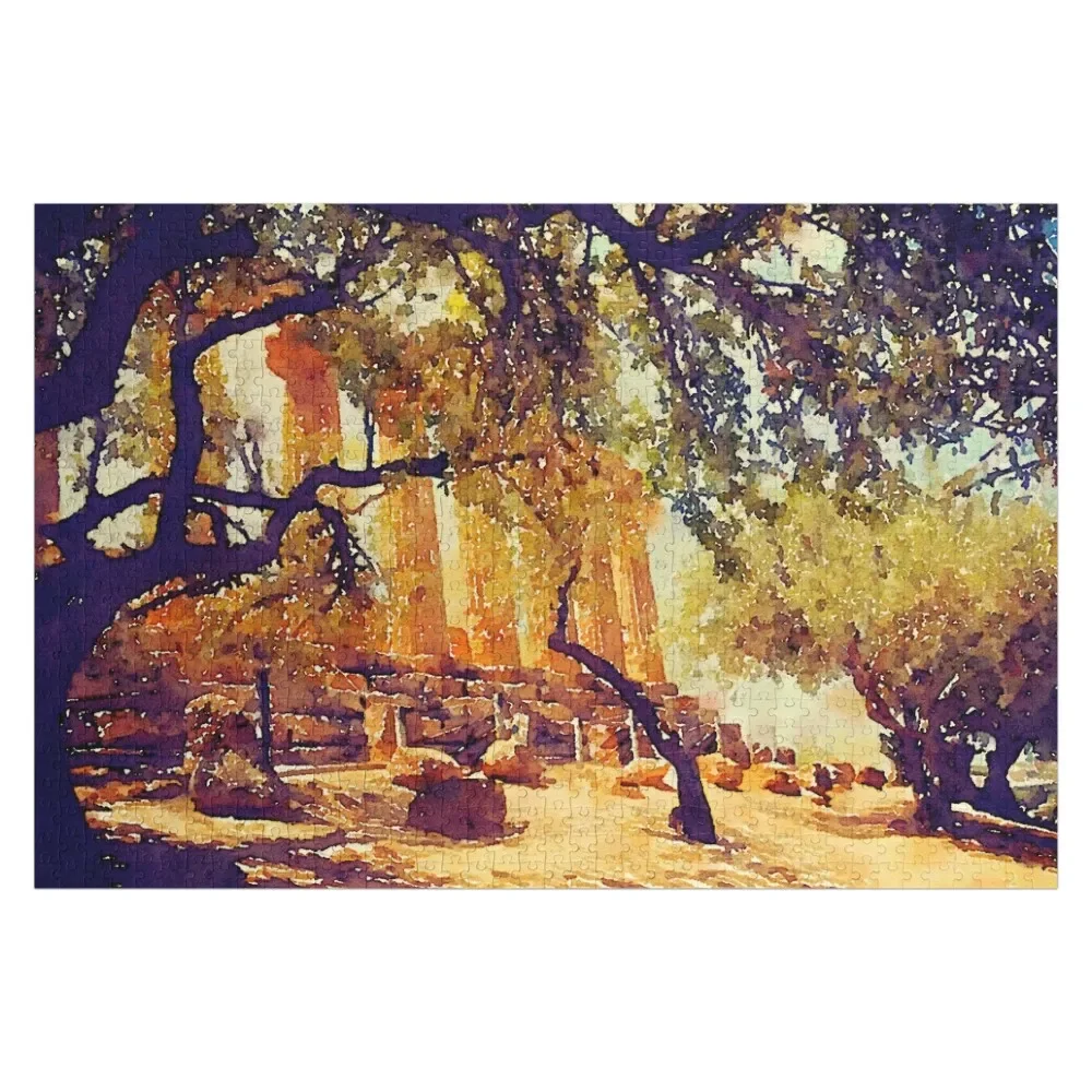 

Temple and Olive Trees, Agrigento, Sicily Jigsaw Puzzle Custom Wooden Gift Personalised Puzzle