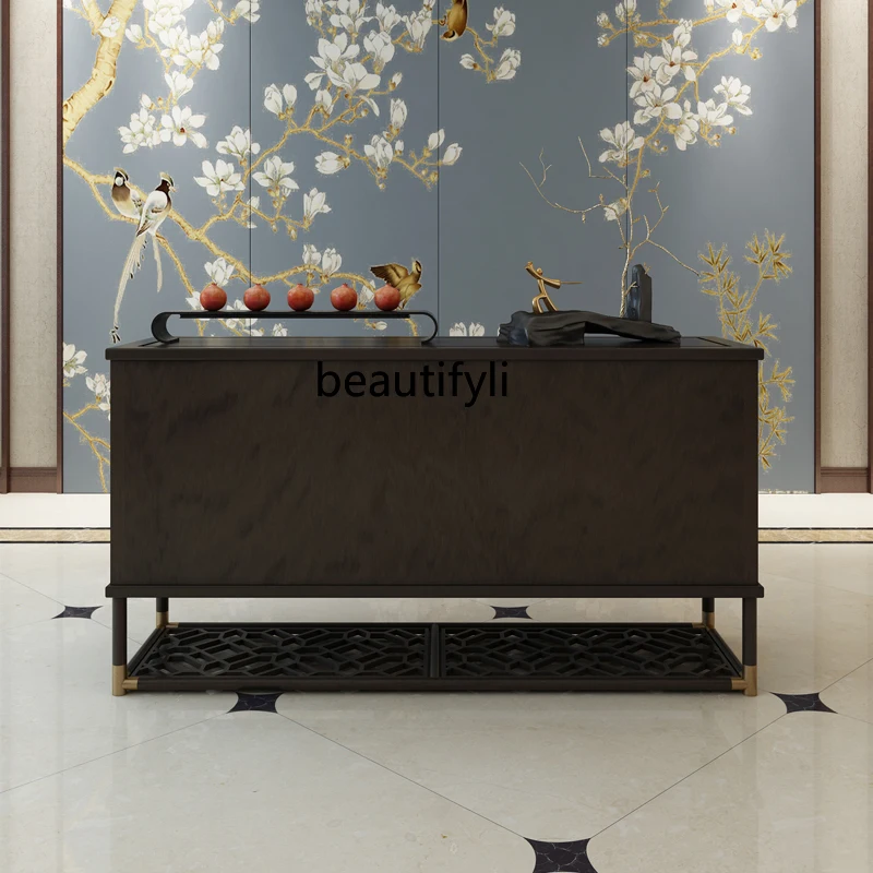 X  New Chinese modern solid wood entrance table light luxury dining side cabinet partition locker decorative   shoe cabinet
