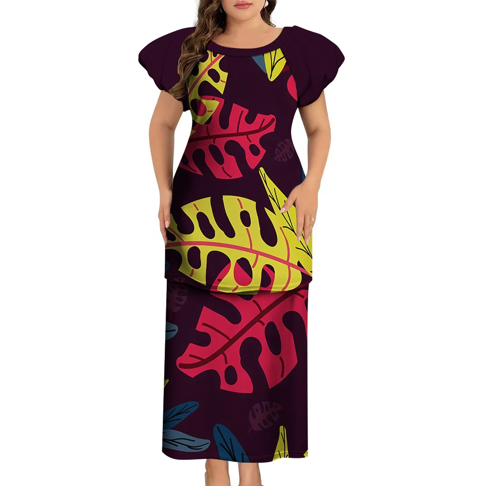 Vestido de arte tradicional polinésia personalizado estampado, terno de dupla camada para senhoras, moda Samoa Club, novo, 2022