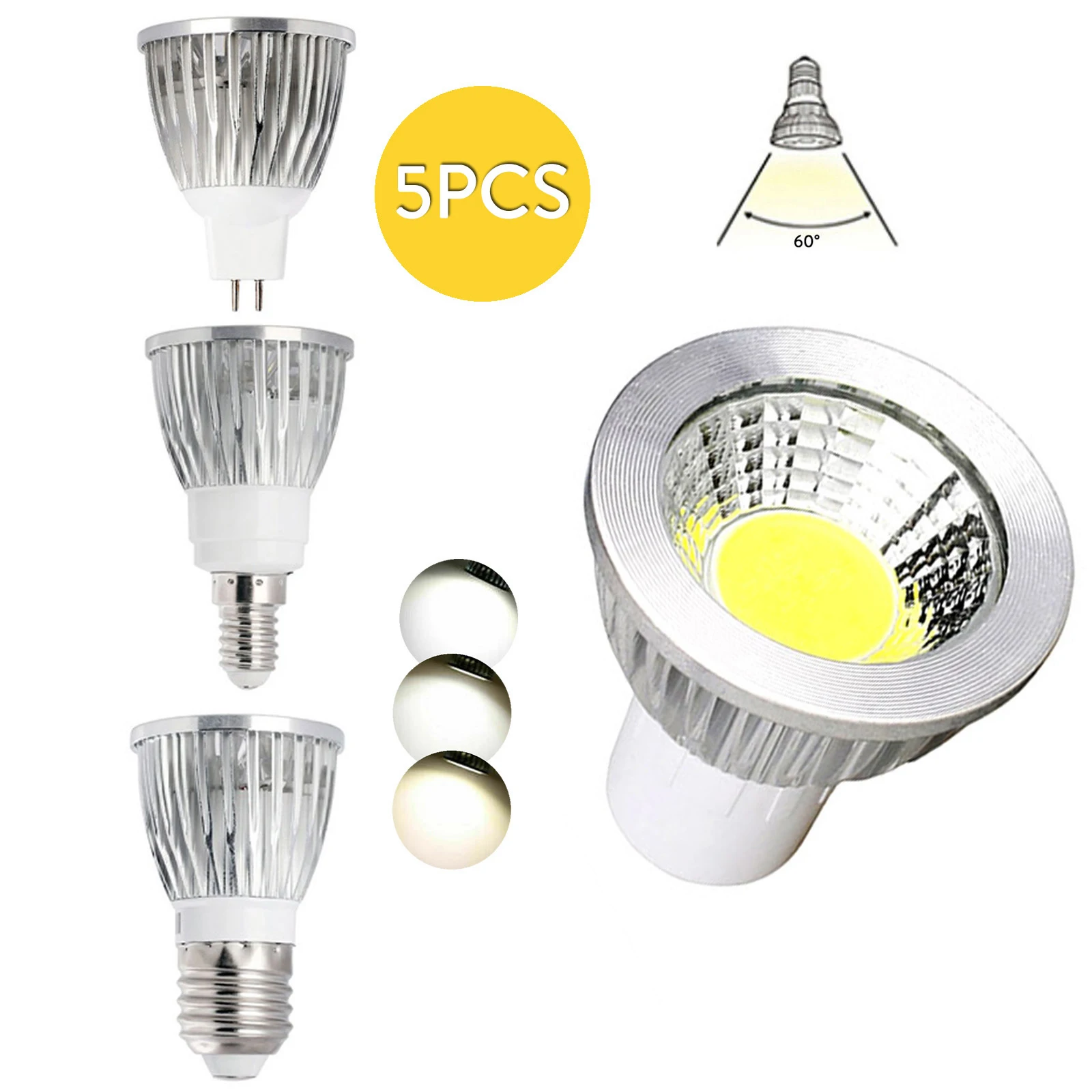 

5PCS/lot Dimmable LED Bulb 6W 9W 12W GU10 GU5.3 MR16 E27 LED Spotlight Bulb For Home Office Decor Lamp Light ac 110v 220V