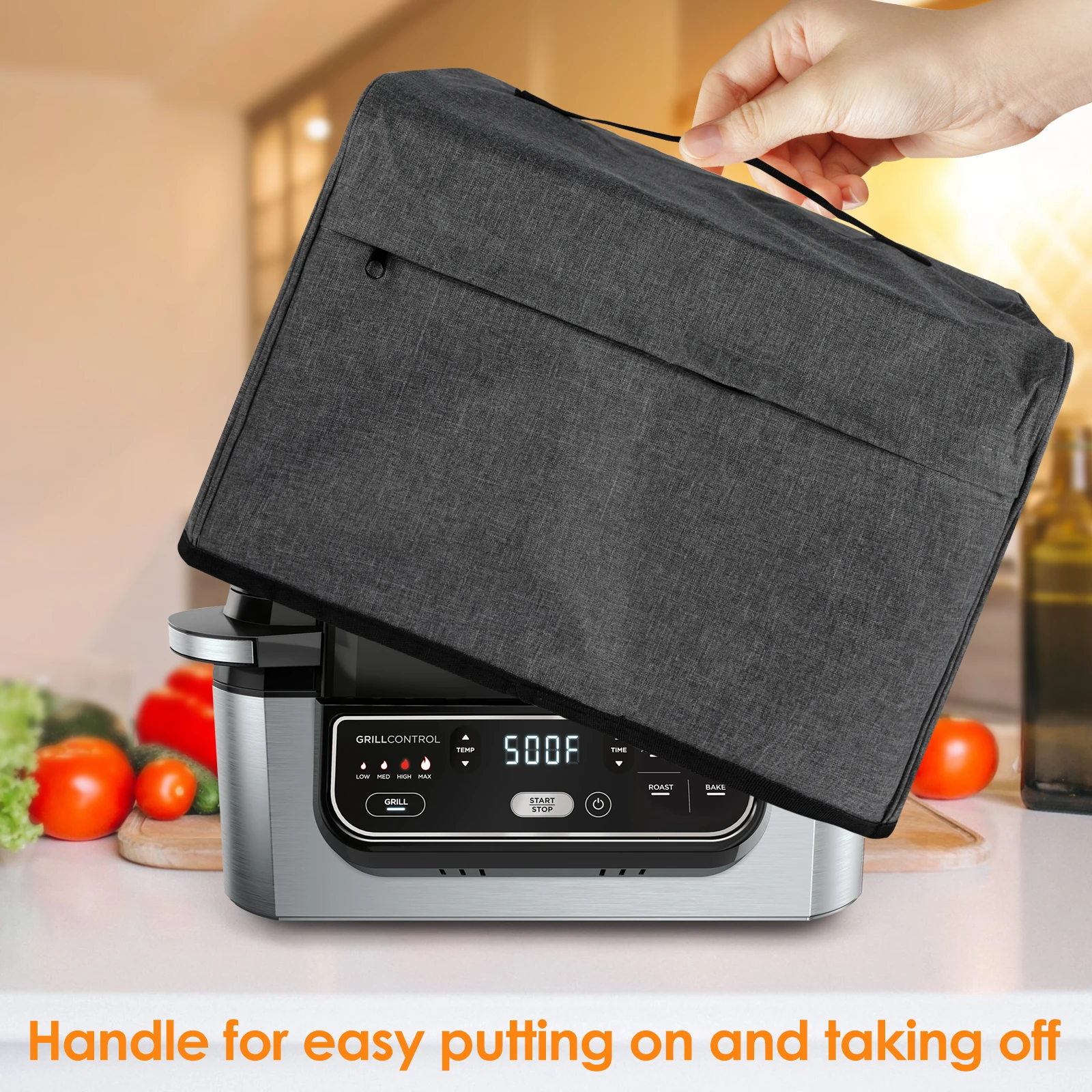 Air Fryer Dust Cover Compatible with AG301 AG302 AG400 with Storage Pockets Handle Waterproof Durable Waterproof Foldable