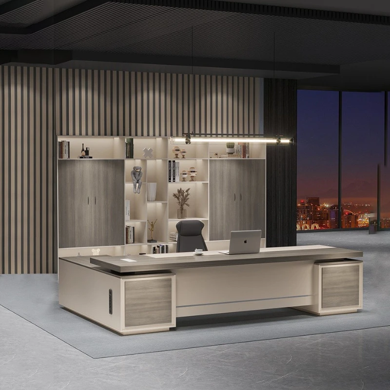 

Современный большой офисный стол класса люкс для руководителя, эргономичный, минималистичный, элитный.