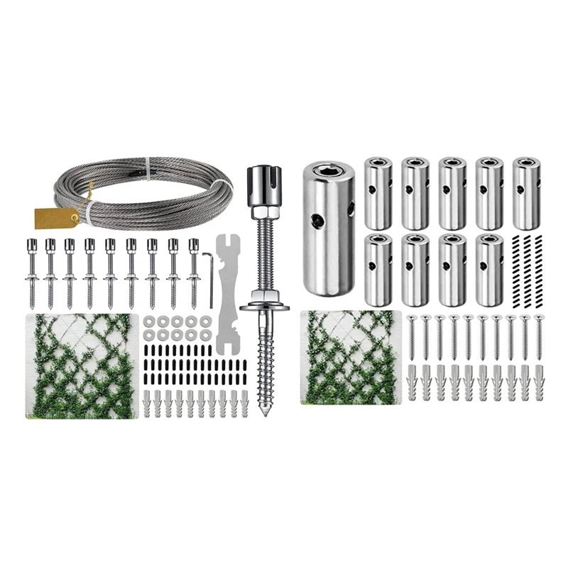 

1 Sets Wire Trellis For Climbing Plants Outdoor, 316 Stainless Steel Fastener, Outdoor Climbing Plant Wire Trellis Kit Set -A