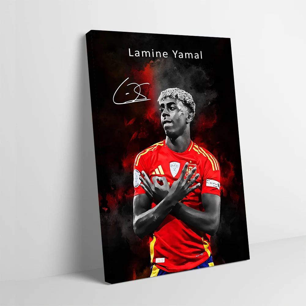 Lamine Yamal Portrait Poster Customizable Printed Canvas Painting for Pictures Wall Art Interior Accessories Bedroom Decoration