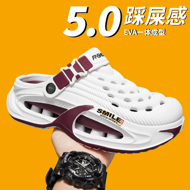 Fashion Hollow Out Thick Bottom Sports Sandals Men Eva Soft Sole Summer Clogs Sandals Men Non Slip Outdoor Driving Beach Sandles