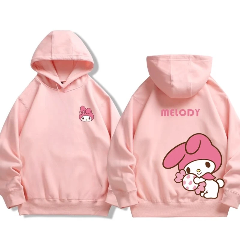 Sudadera con capucha para niños con estampado de dibujos animados lindos de Sanrio, parte superior cálida y cómoda para otoño e invierno, sudadera con capucha moderna y versátil