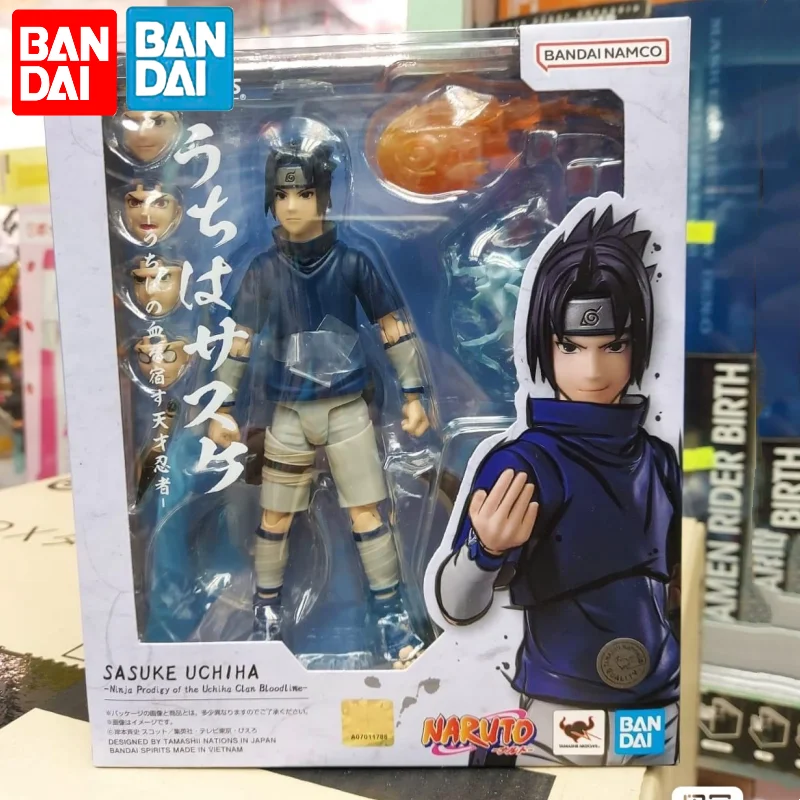 

Фигурки героев аниме Bandai Naruto S.h. Фигуртс Учиха Саске-гениальный ниндзя с кровью учихи из ПВХ, игрушка на Хэллоуин, подарок, оригинал