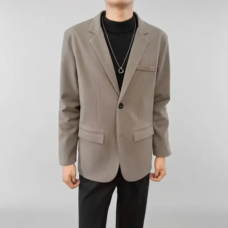 Yf72 outono blazer masculino 2024 nova moda versátil lapela único breasted manga cheia terno jaqueta