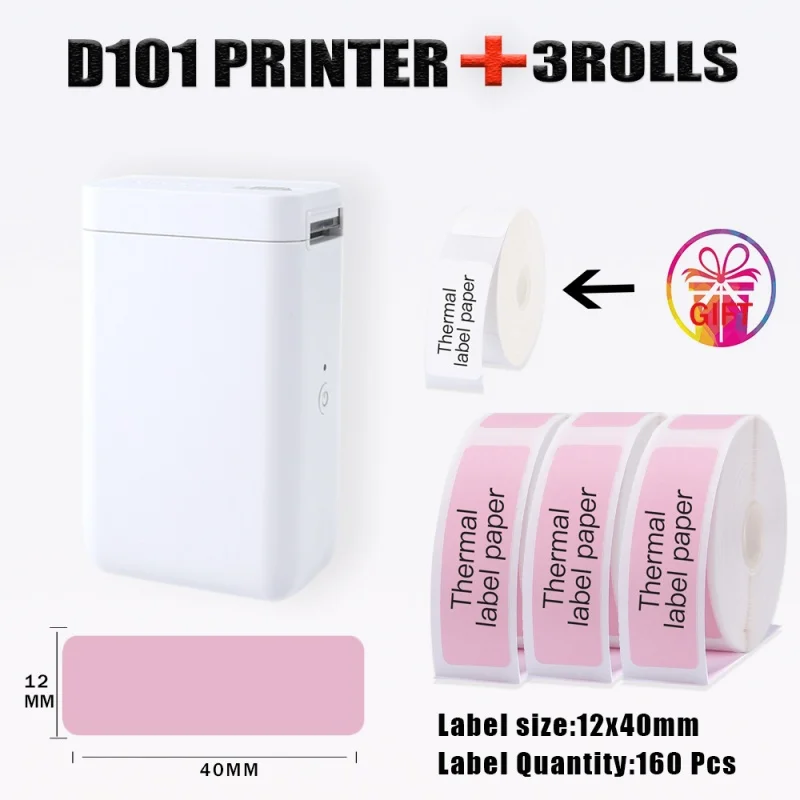 Ink-free & Eco-friendly Niimbot D101 Direct Thermal Label Printer Keep High-definition Printing with Tear-Resistant Label Papers