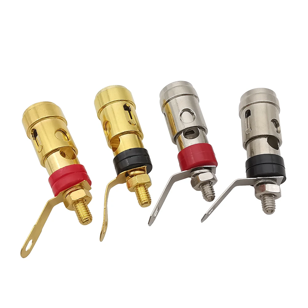 4Pcs/2Pairs Spring Push Type Terminal Connector Binding Post Audio Plug Jack Amplifier Speaker Self Locking Socket 338mm 40mm