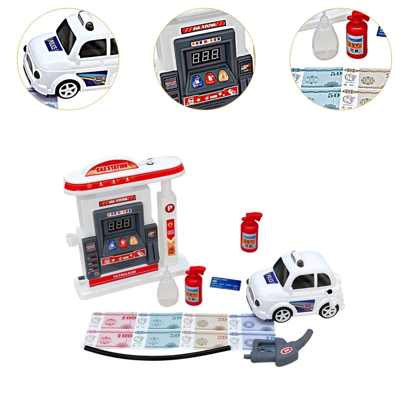 Conjunto de brinquedos para posto de gasolina Estações de gasolina Coleção de cenas Paisagem Presente de aniversário