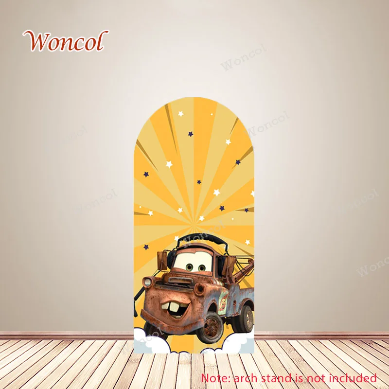 Cubierta de arco de coches relámpago McQueen telón de fondo Mater cumpleaños infantil cubierta de arco de doble cara accesorios de decoración de fiesta