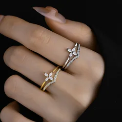 Korean Original Crystal Ring Women Personalized Fashion Stainless Steel Adjustable Buckle Ring High-quality Jewelry Accessories