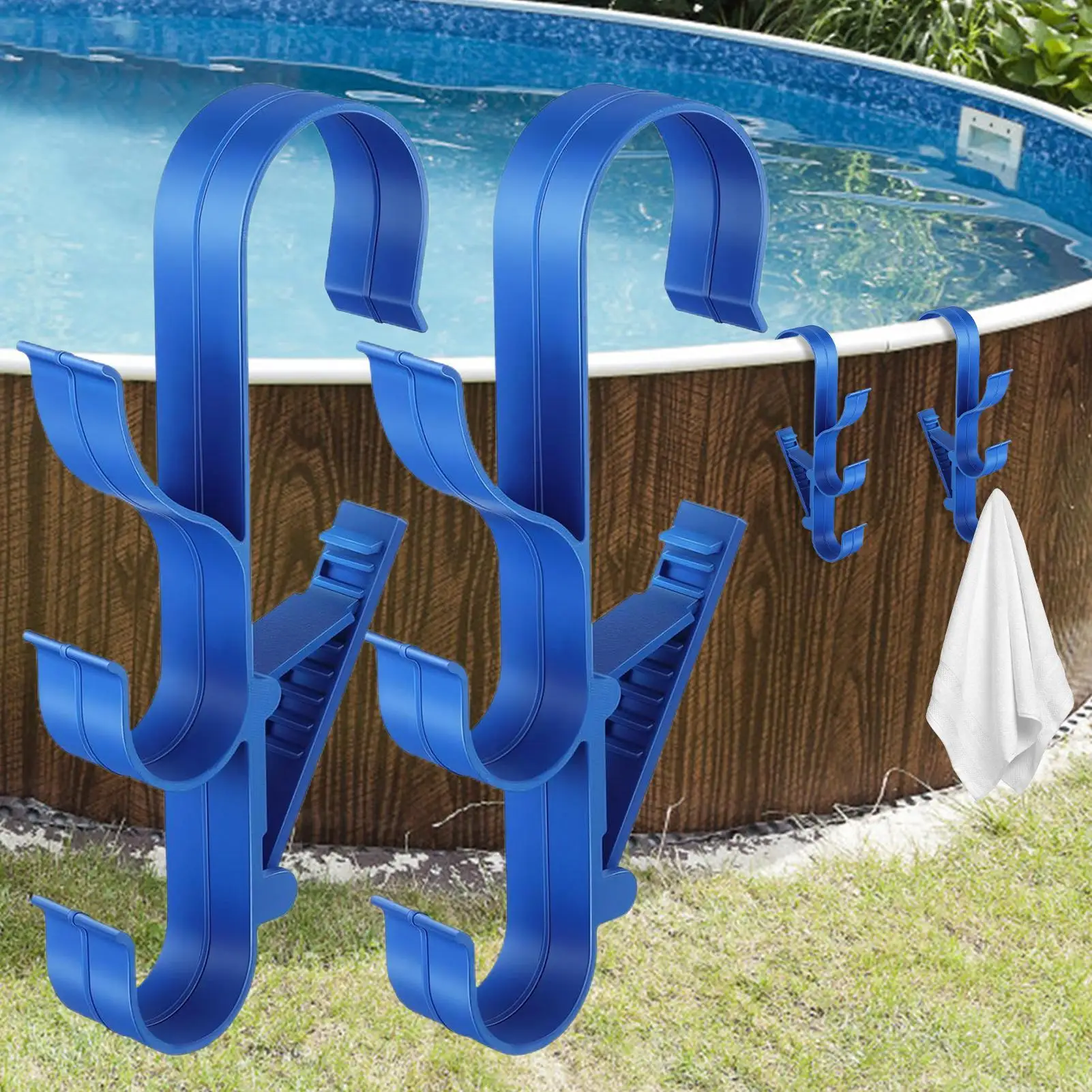 2PCS Poolside Pool Skimmer Net Holder Plastic Pool Pole Hooks Ground Outdoor Hot Tubs Accessories