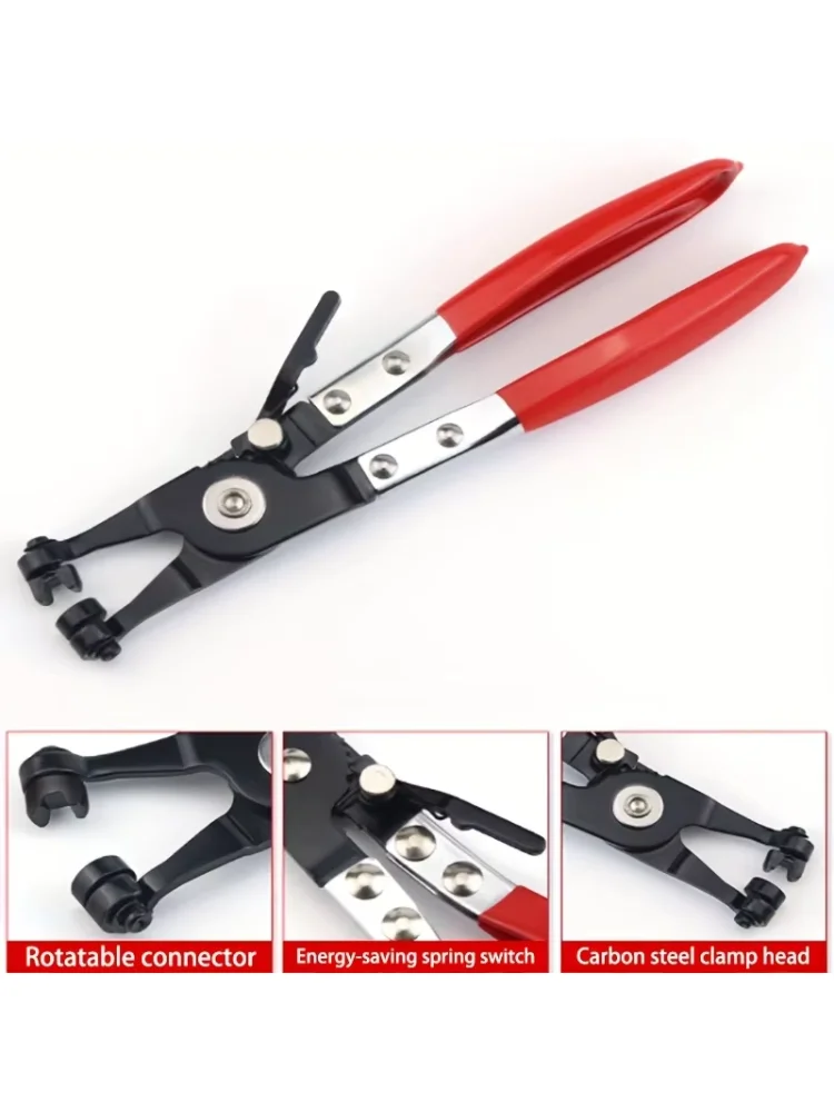 Durable Hose Clamp Pliers, Non-slip Grip for Oil/Vacuum/Hydraulic Pipes, Flat Ring & Quick-Release, Ideal for Garage/Workshop.