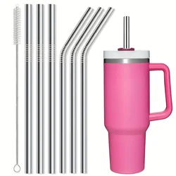 6pcs, Extra Long Metal Replacement Straws For Stanley 40oz Adventure Travel Tumbler, 12''x 8 MM Stainless Steel Drinking Straws