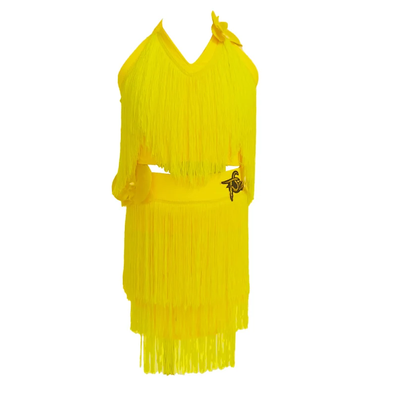 

Детское профессиональное латинское танцевальное платье с бахромой для девочек 2026 года