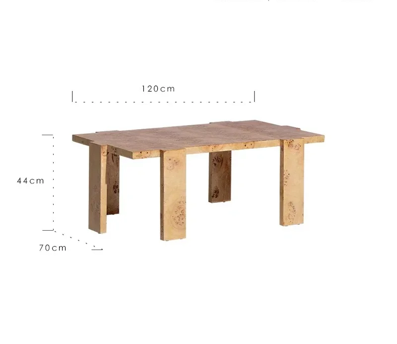 Mahogany core wood pattern coffee table, minimalist Italian style empty six-foot short table small dining table