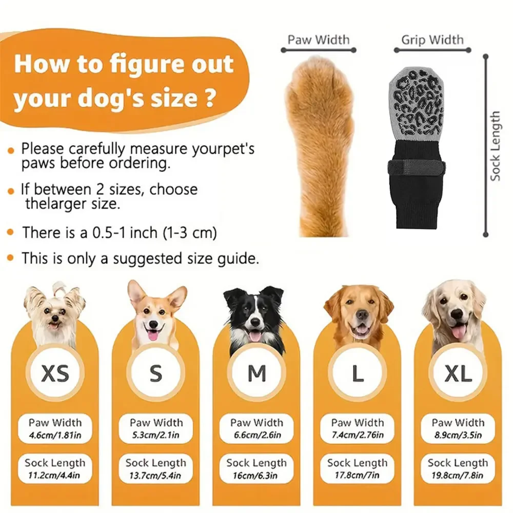 4pcs Dog Paw Protectors Anti-Slip Boots with Traction Control Adjustable Socks ForAnti-Scratch, Double-Sided Anti-Slip Dog Socks - view 6