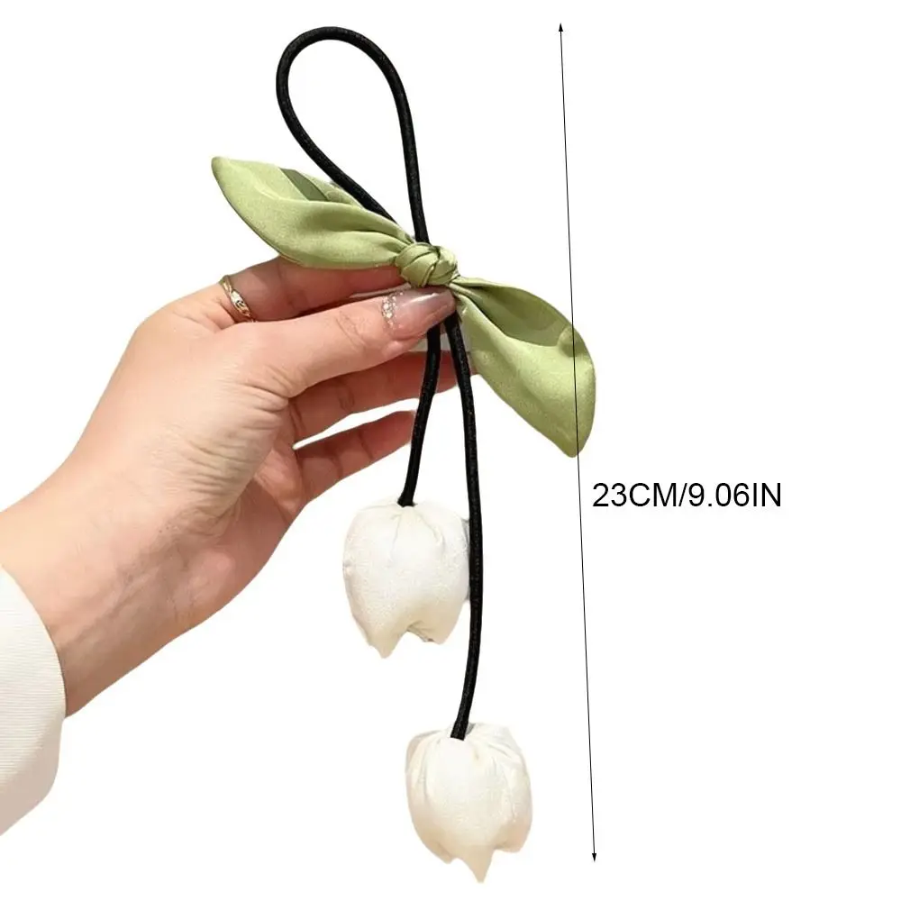 شرابات بسيطة توليب الشعر حبل Bowknot الكورية نمط زهرة الشعر الدائري القماش غطاء الرأس مطاطا رباط شعر فتاة