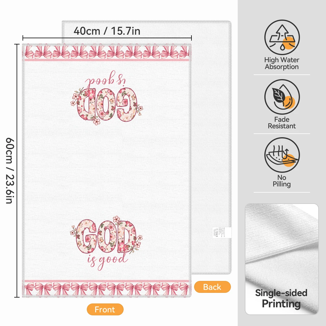 2pcs Set Kitchen Towels Pink Floral Bow Text DesignHand Towels Christmas Decorations For Home Noel Dish Towels Gifts