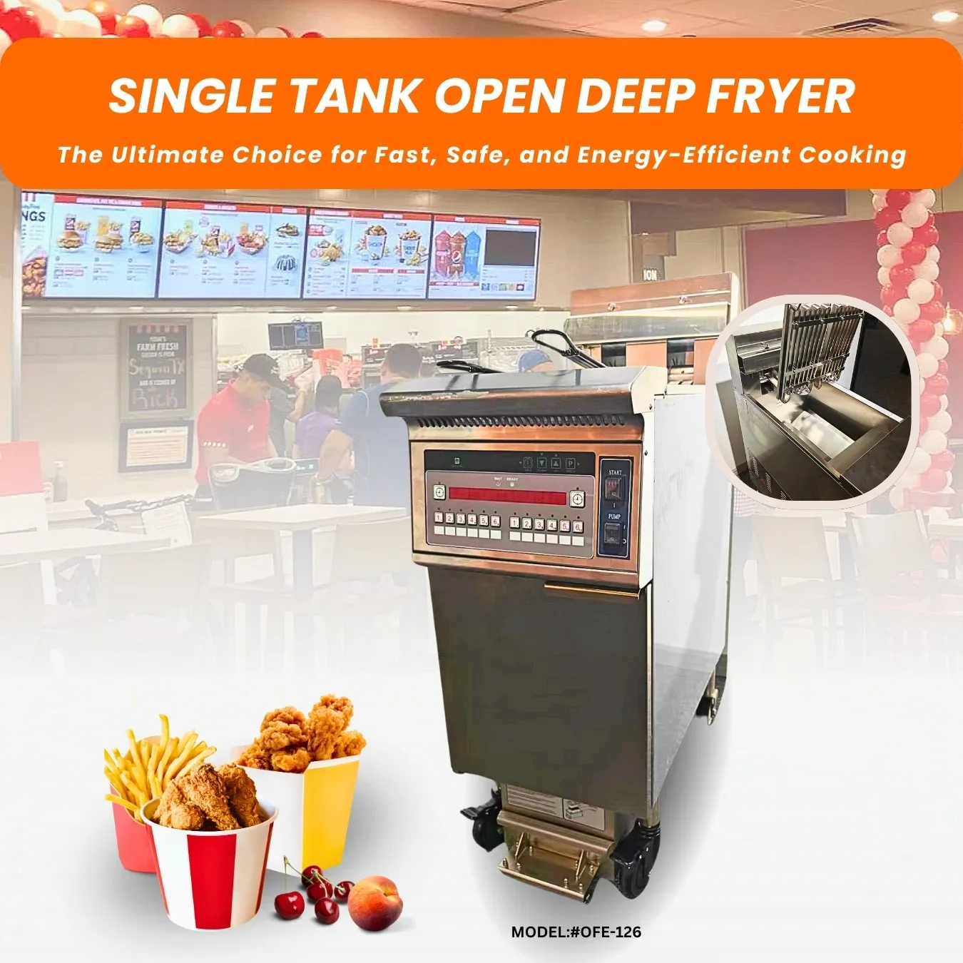 Factory wholesale price commercial fryer kfc industrial fryer for quick service restaurants