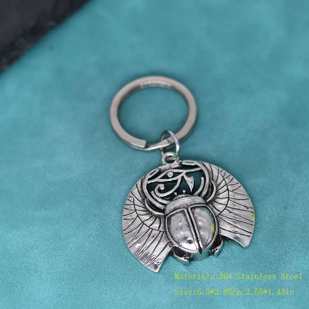 Evil Eyes Eye Of Horus Egyptian Insect Beetle Pendant Keychain Gothic Scarab Key Chains For Men Women Viking Amulet Jewelry Gift