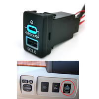 12/24V QC3.0 Car Dual Charger USB Type C PD Phone Charge Interface Socket Cable Blue Light For Toyota