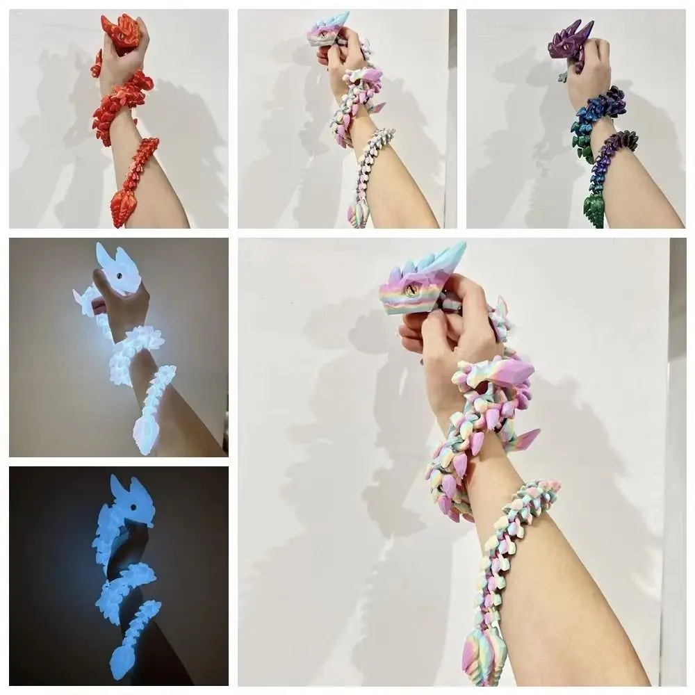 

Luminous 3D Printed Horned Dragon Figurine Miniatures Simulation Glow in The Dark Dragon Models Multi-jointed Dragon Craft Decor