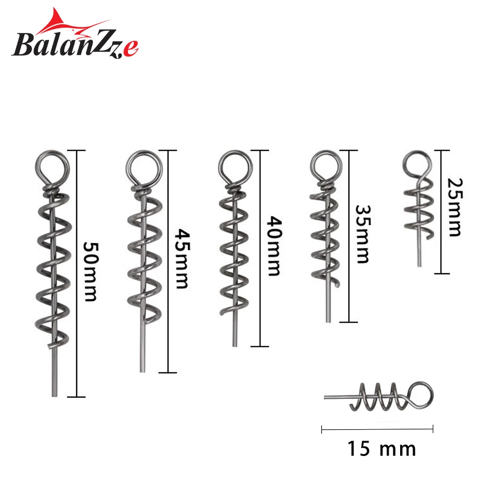 Balanzze 50/100pcs Spring Lock Pin Crank Hook Fishing Connector Stainless Steel Spring Crank Lock for Soft Lure Fishing Tackle