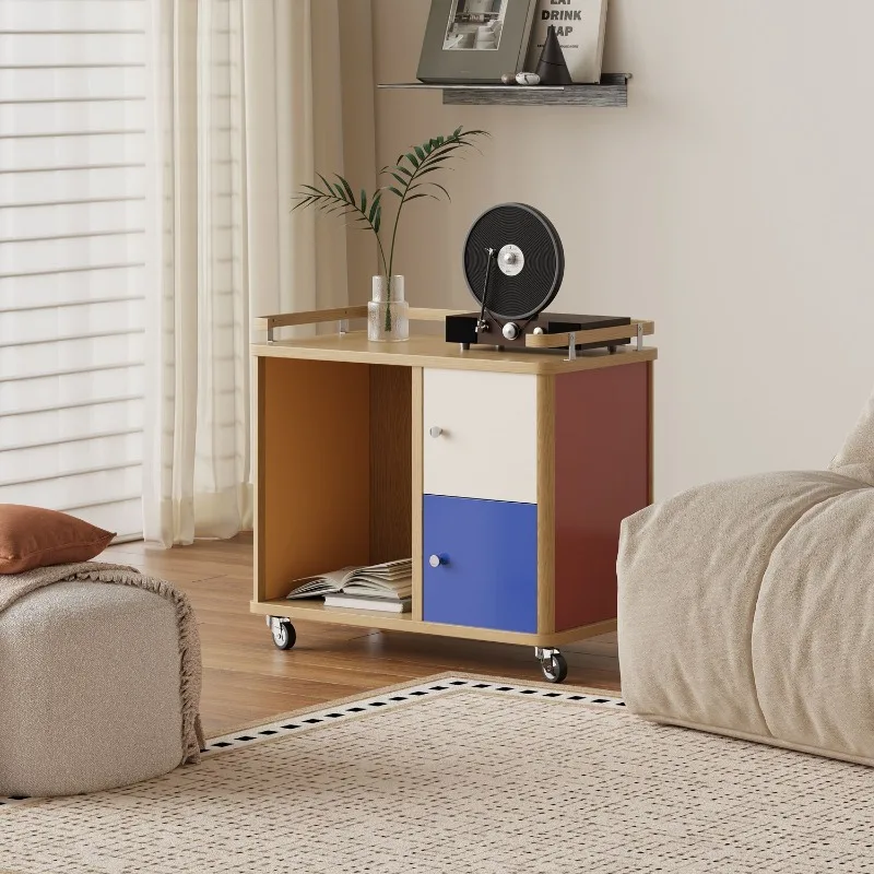 Simple color matching half-door trolley, removable small side cabinets in multiple scenes for home use