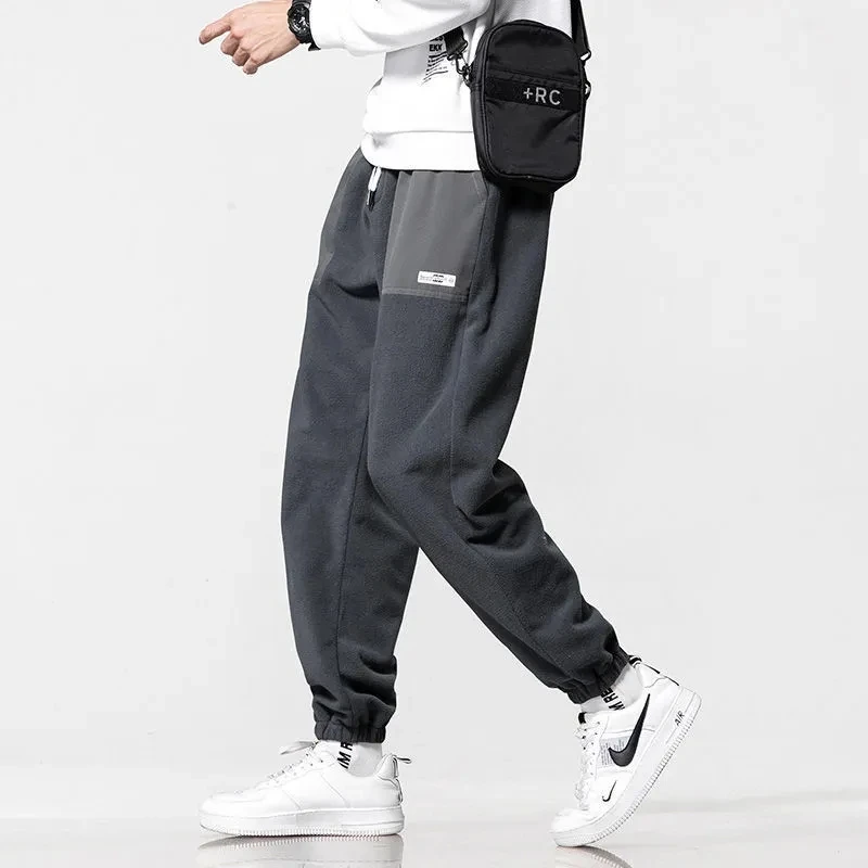 

Gray Pants For Men Autumn Winter New Sweatpants Men's Polar Fleece Pantalones Man Ankle-Length Baggy Pants Soft Fleece Trousers