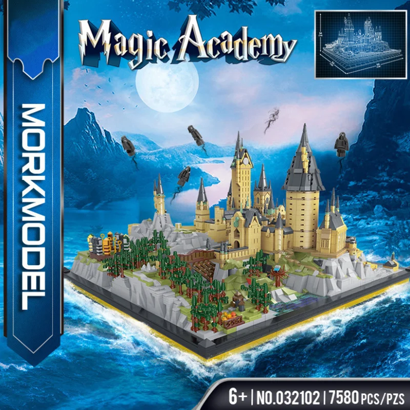 MORKMODEL032102 Magical Castle series School building blocks model adult DIY difficult toys table top decoration holiday gifts