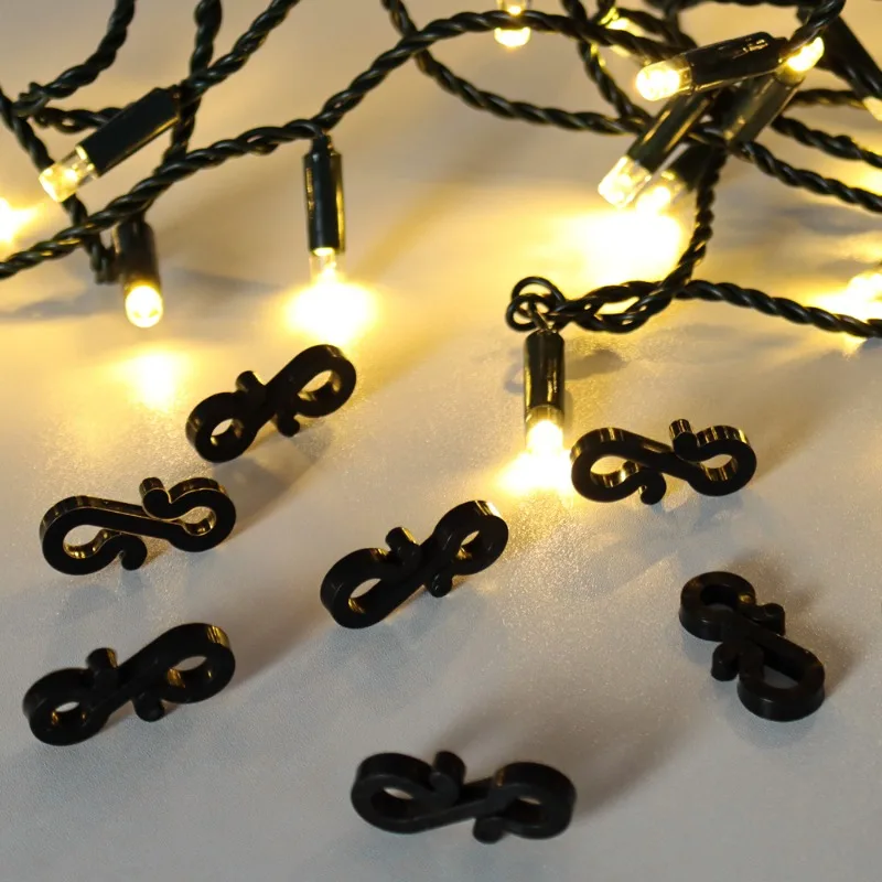 Christmas Gutter Light Clips Black Gutter Hooks Led Holder Xmas Lights Clips S-Hook Plastic Outdoor Rope Light Hanger Hooks