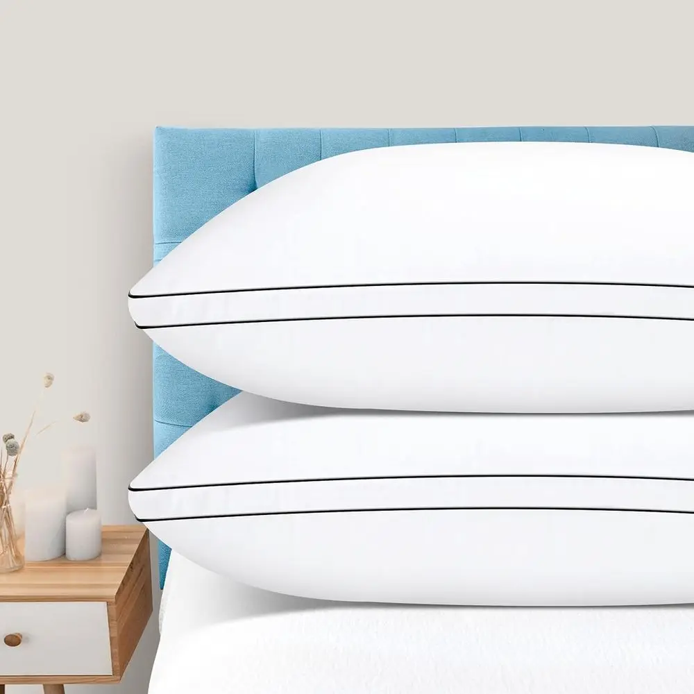 

Luxury King Size Pillow Set for 2, Ideal for Side and Back Sleepers, Plush Down-Alternative Support, White