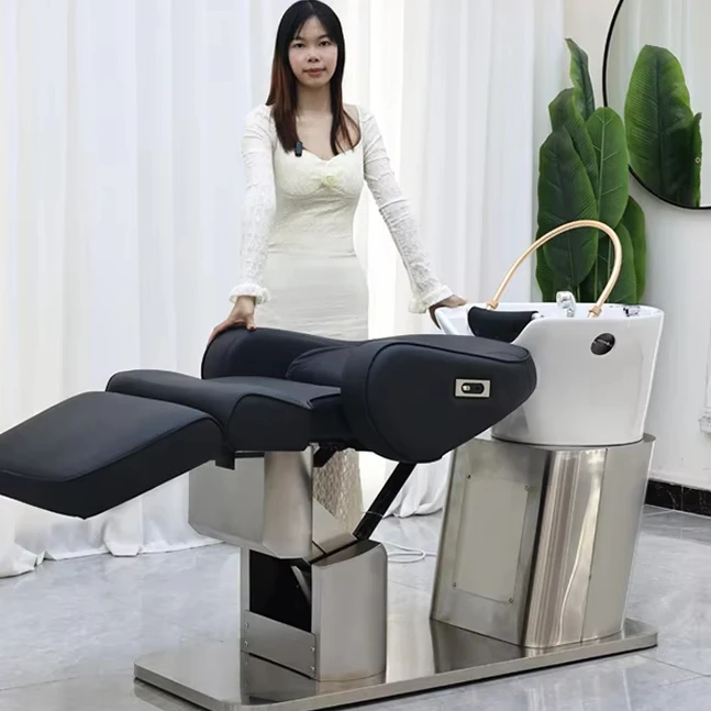 

Кресло-кровать для мытья волос с подставкой для ног и массажем, быстрая доставка, кресло для мытья головы в салонах красоты