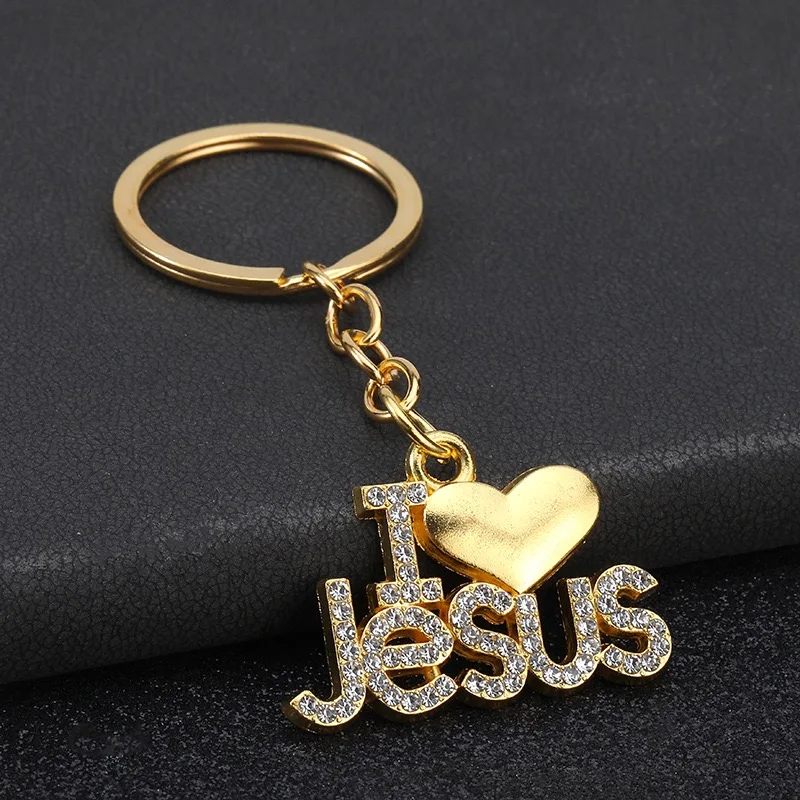 Fashion Letter Amulet Motorcycle Accessories Keychain Unisex I Love Jesus Handbag Cycling Pendant Ornaments Couple Gift Keyring