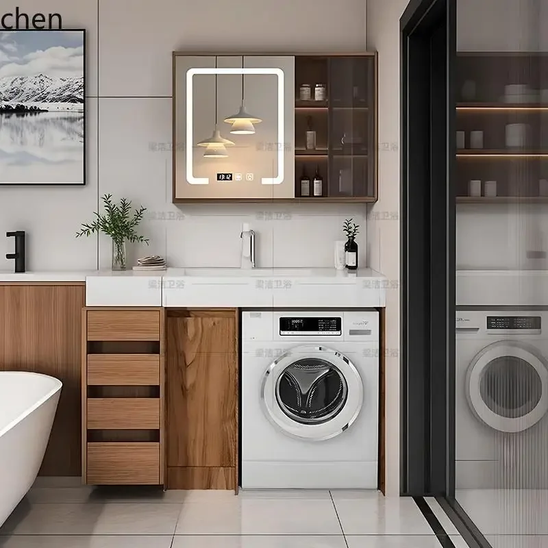 ys-1 Bathroom Washing Machine Cabinet Combination Rock Board Integrated Basin Bathroom Cabinet Washstand Wash