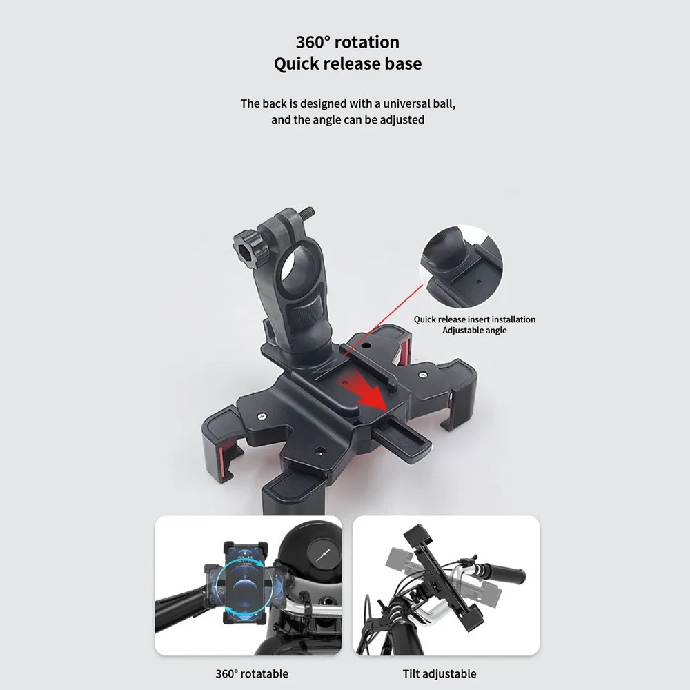 Bike Phone Holder motorcycle 360° Bicycle   for inch Mobile View Universal  Stand Shockproof Bracket GPS Clip