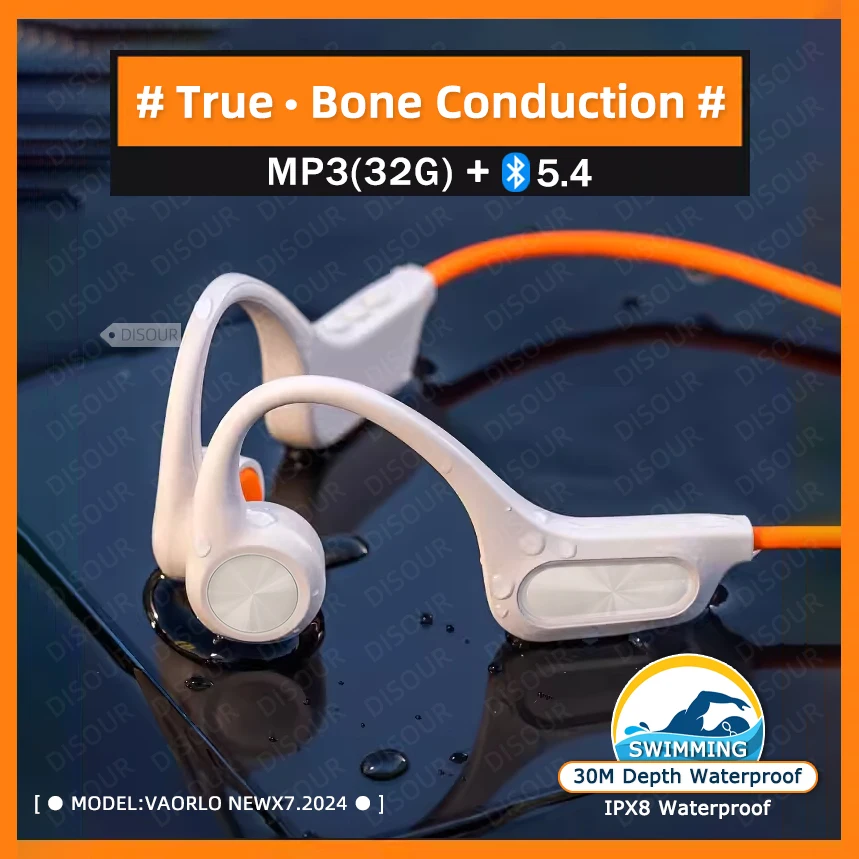 

New Bone Conduction Headphone IPX8 Waterproof Swimming Earphones Bluetooth 5.4 Headset MP3 Player HiFi Headphones with 32G RAM