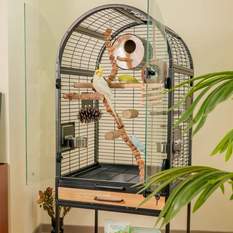 

Baroque Garden Luxury Bird Cage Parrot Cage Large Household Solid Wood Splash-proof New Xuanfeng Tiger Skin Bird Villa