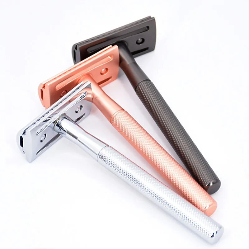 Reusable Classic Metal Manual Rose Gold Safety Razor For Men&Women Double Edge Shaving Razor With 10 Shaving Blades