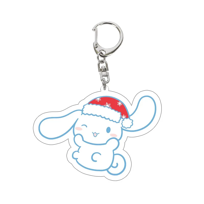 New Sanrio Series Christmas Dress Up Keychain Cute Cartoon Hello Kitty My Melody Acrylic Backpack Pendant Decoration Wholesale