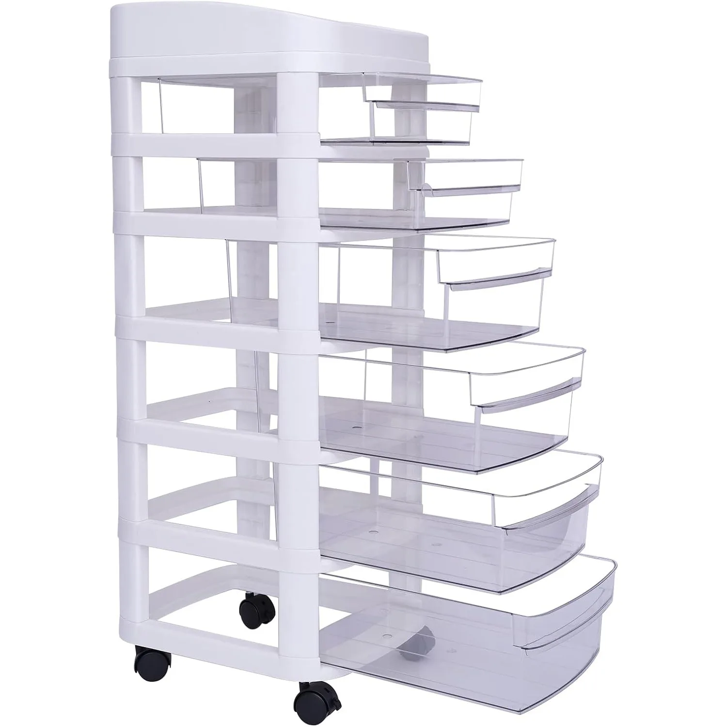 

Тележка для хранения на колесиках с 6 ящиками, контейнеры для хранения поделок с 4 универсальными колесами, тележка для хранения ящиков, башня, дизайн многофункциональный