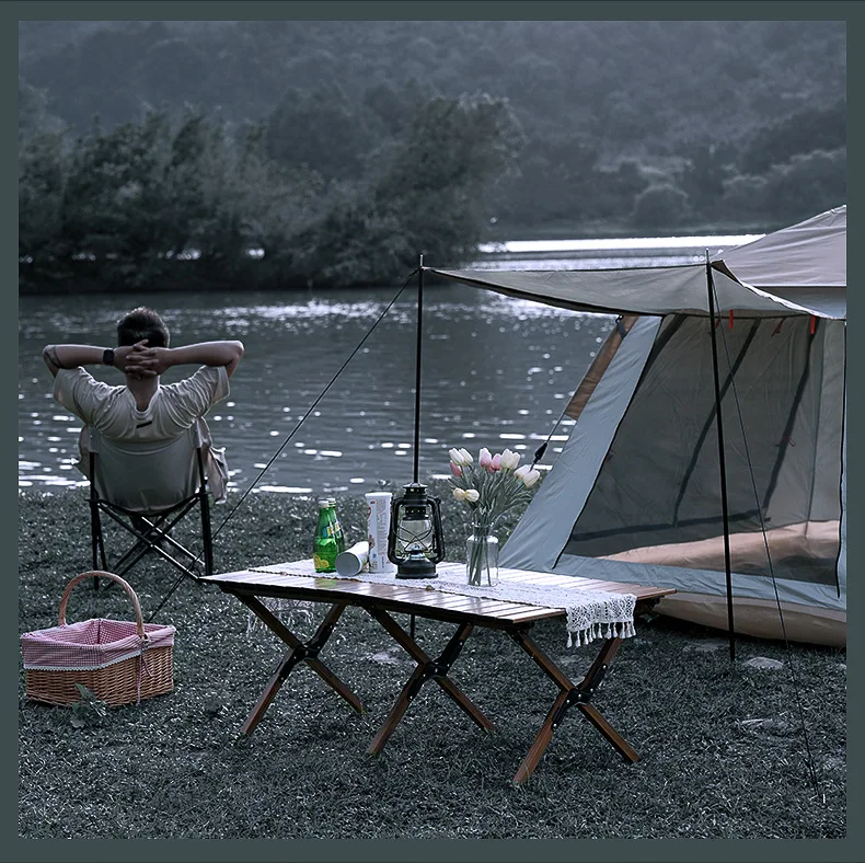 Mesa de jantar ao ar livre e cadeira de acampamento mesa dobrável portátil liga alumínio ovo rolo mesa de acampamento dobrável