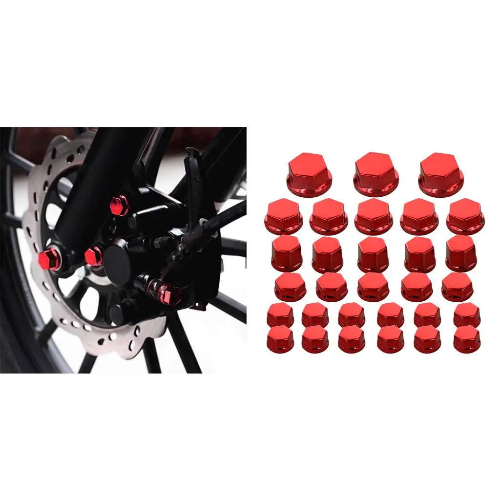

30Pc motorcycle nut screw cover for Yamaha Kawasaki Honda Harley Honda, Red